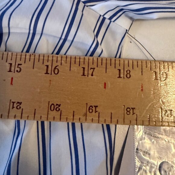 NWT XS Extra Small Petite Nine West Blue White Stripe Long Sleeve Shirt - Picture 6 of 8